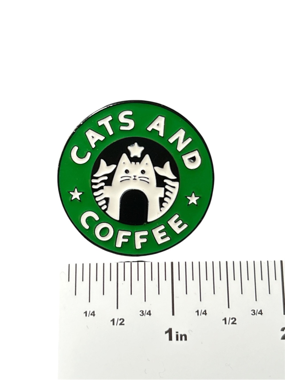 Cats and Coffee Cute Enamel Pin for Cat Lovers - Picture 2 of 2